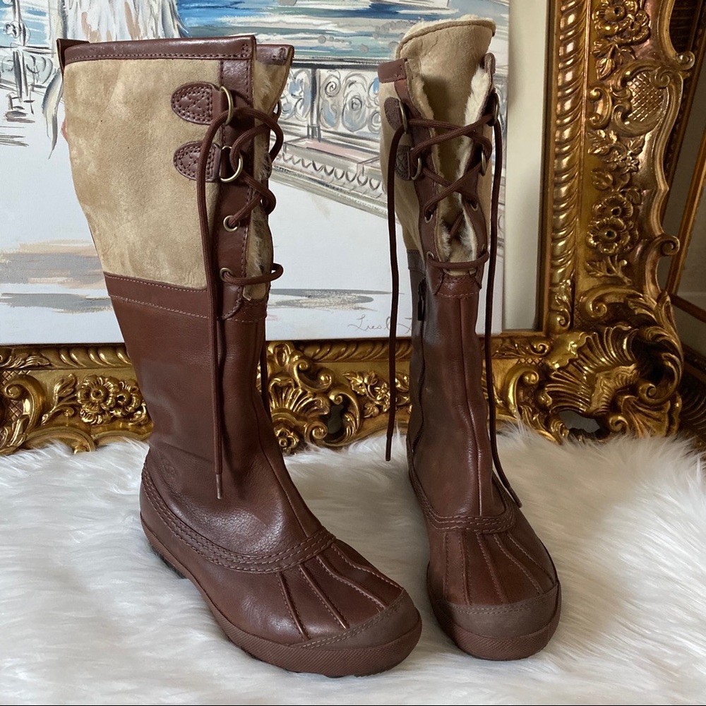 Ugg Waterproof Leather Tall Shearling Boots
